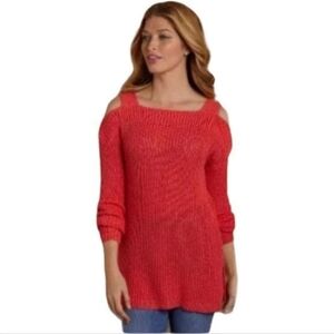 Soft Surroundings Free Day Sweater Size Med Cold Shoulder Linen/Cotton Blend